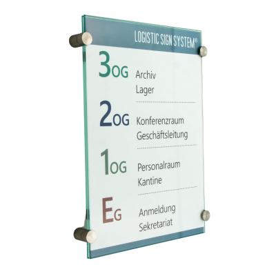 Türschild VITRUM K , Glasschild, Büroschild, Doppelglasschild